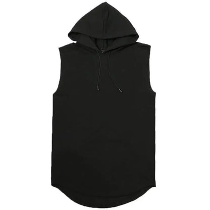 Men Tie Collar Hooded Sleeveless Vests
